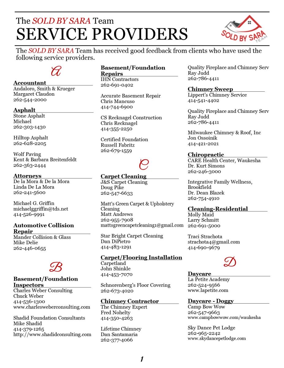 Preferred Service Providers